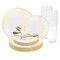 White with Gold Antique Floral Round Disposable Plastic Wedding Value Set (20 Settings)